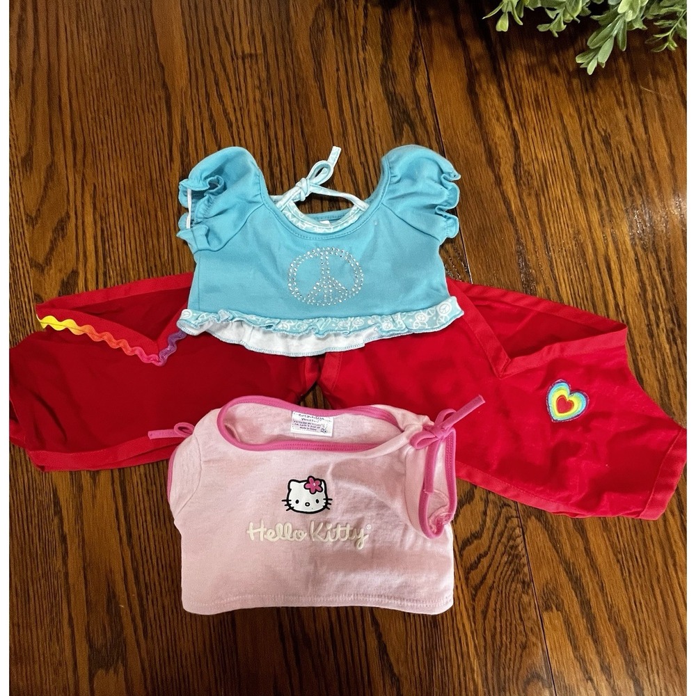 Build a Bear Shirt Lot Hello‎ Kitty, One Blue And Two Red Shirts.